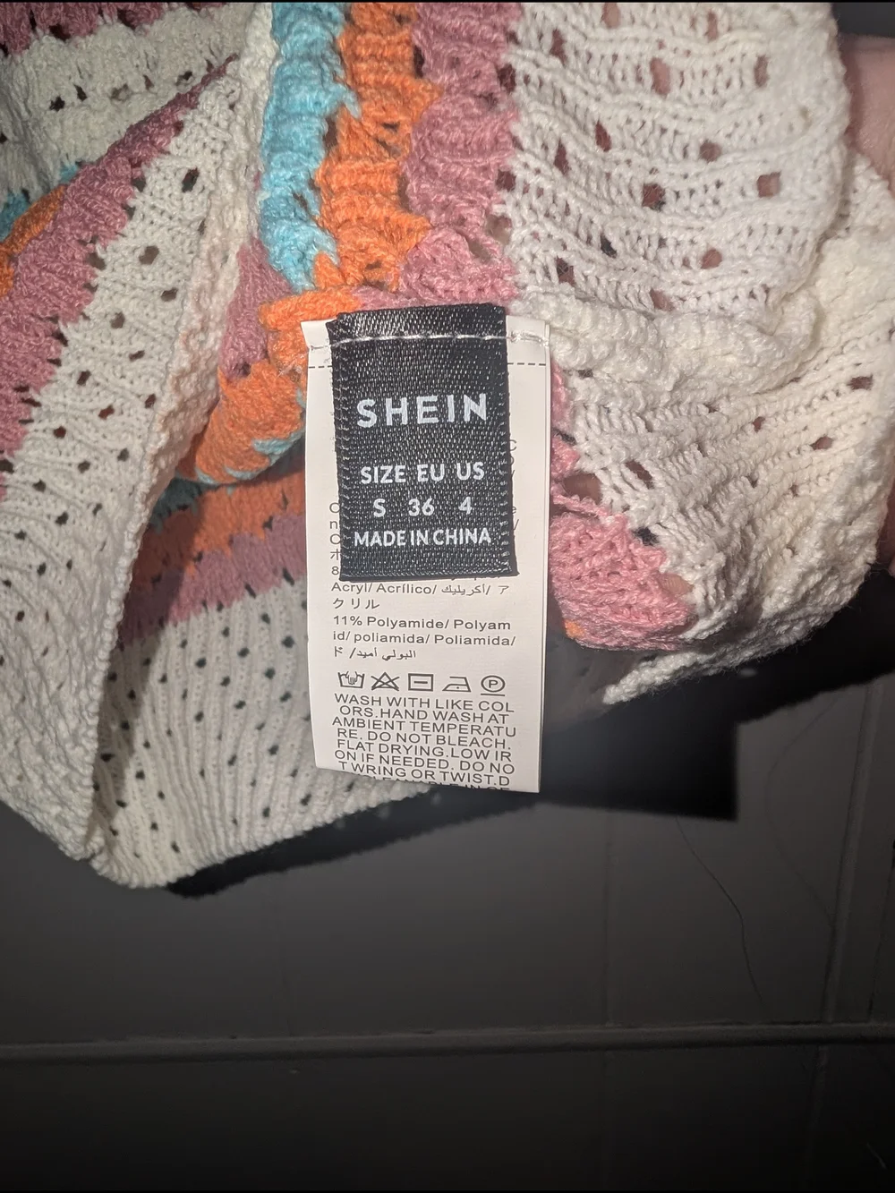 S Crochet Striped Knit Crop Tank - Cream, Peach & Aqua - Picture 3 of 4